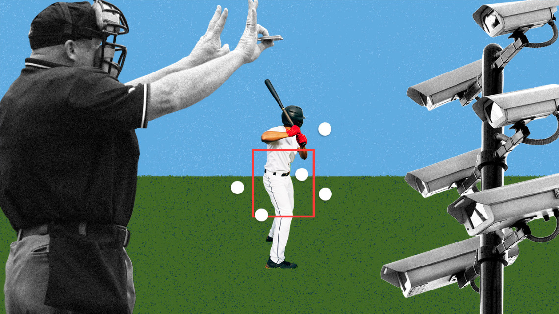 A color graphic showing the concept of the MLB ABS system. Laila Milevski/Cornell University