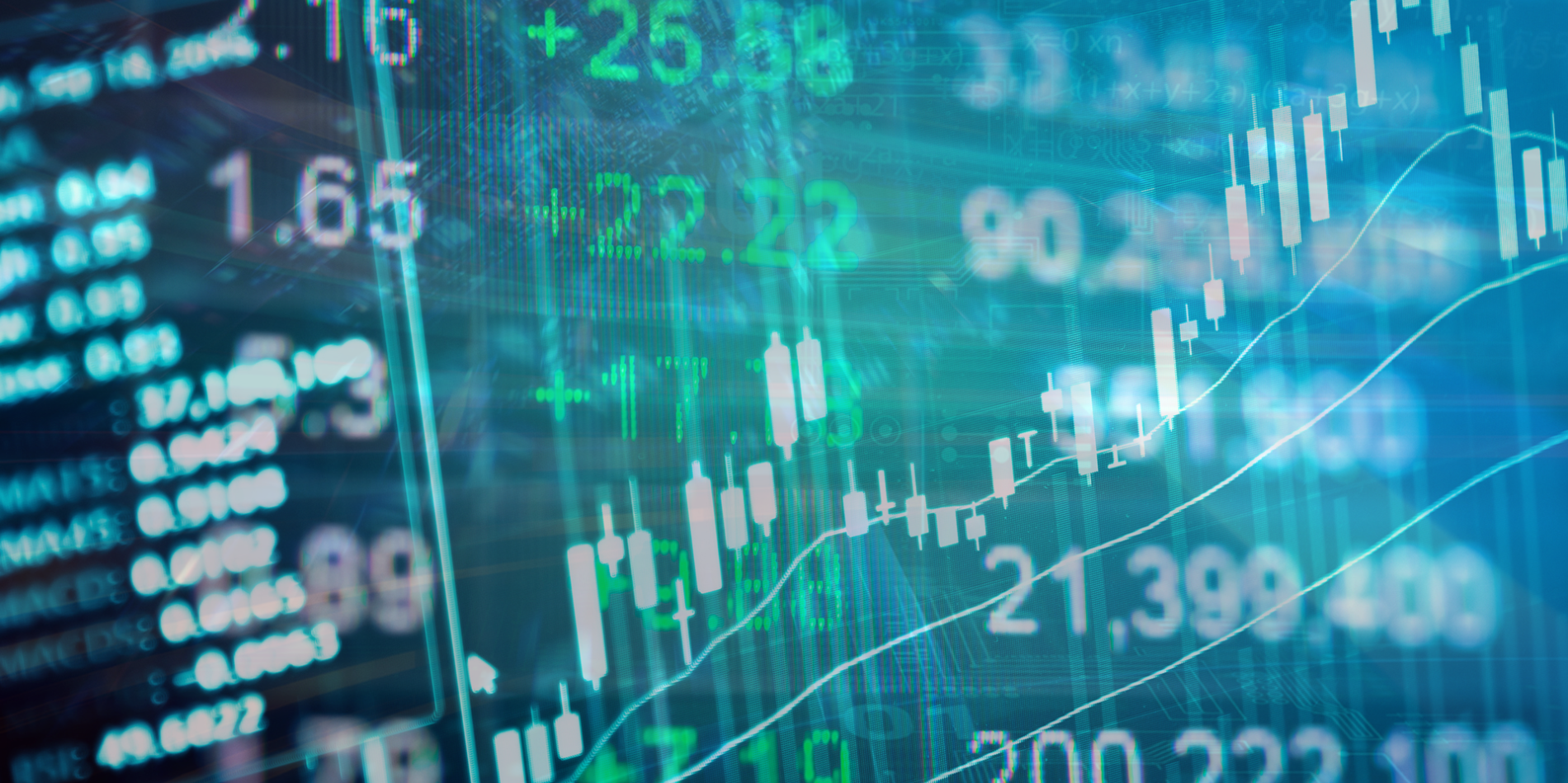 Stock image of numbers and graphs on a computer screen.